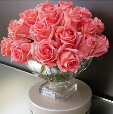 Centrepiece - White Peach Rose Buds & SILVER - CPRB05